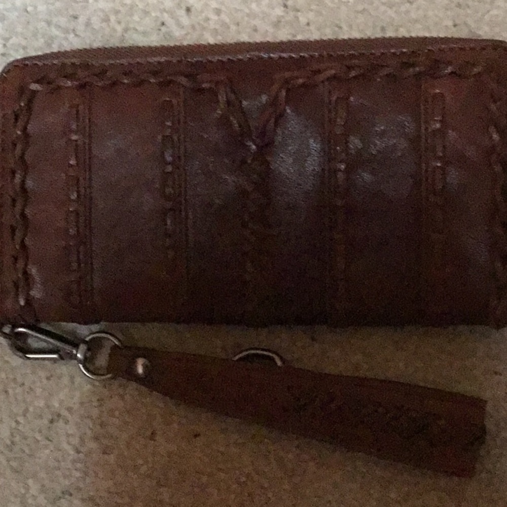 Lockheart  Brown Leather Zip Around WristletWallet